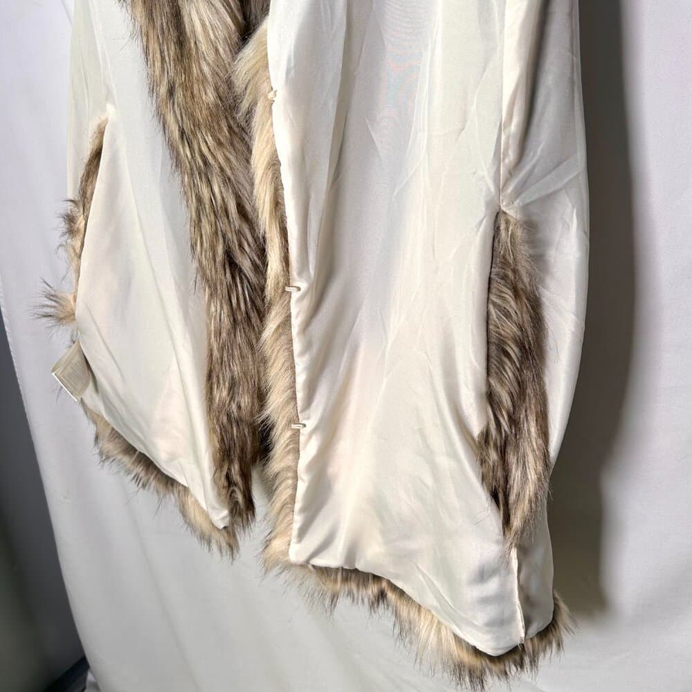BB Dakota Brown & Cream Faux Fur Cape Small Mobwife - Thumbnail 7