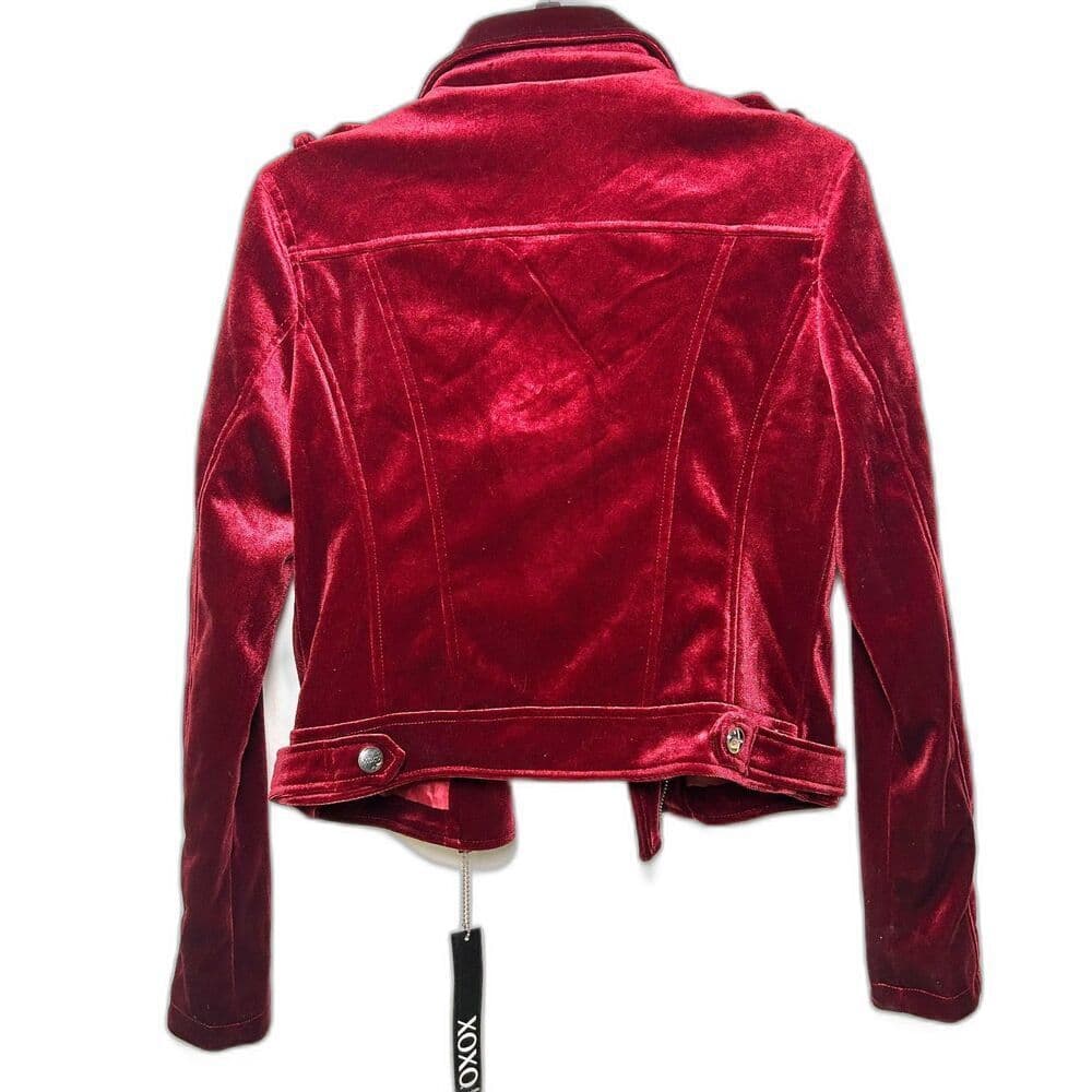 NWT XOXO Burgundy Velour Motorcycle Jacket Medium