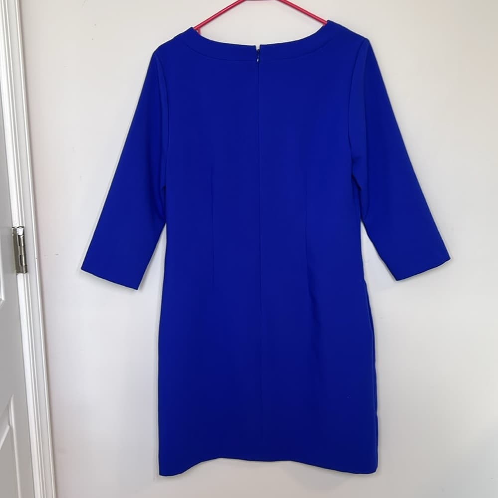 Banana Republic Blue Button Shoulder Dress 3/4 Sleeve Size 4 - Thumbnail 2