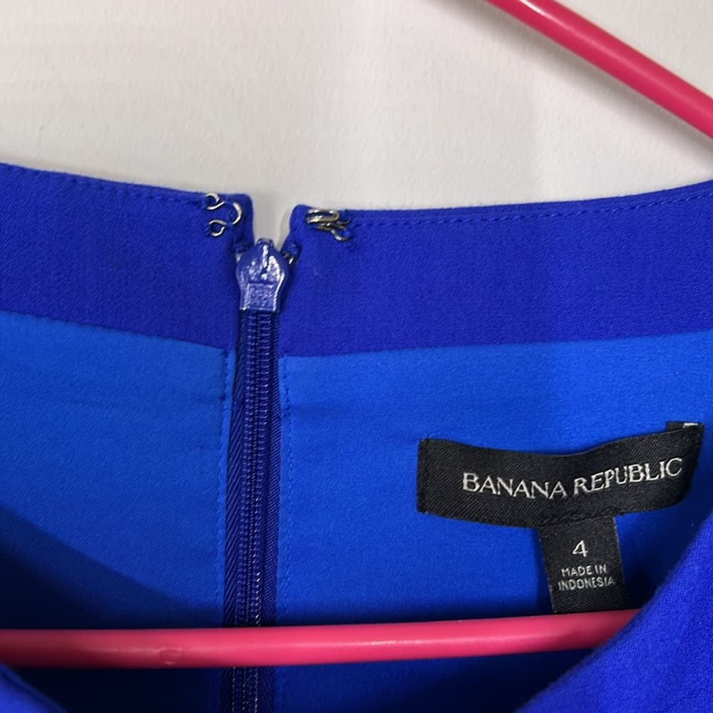 Banana Republic Blue Button Shoulder Dress 3/4 Sleeve Size 4 - Thumbnail 4