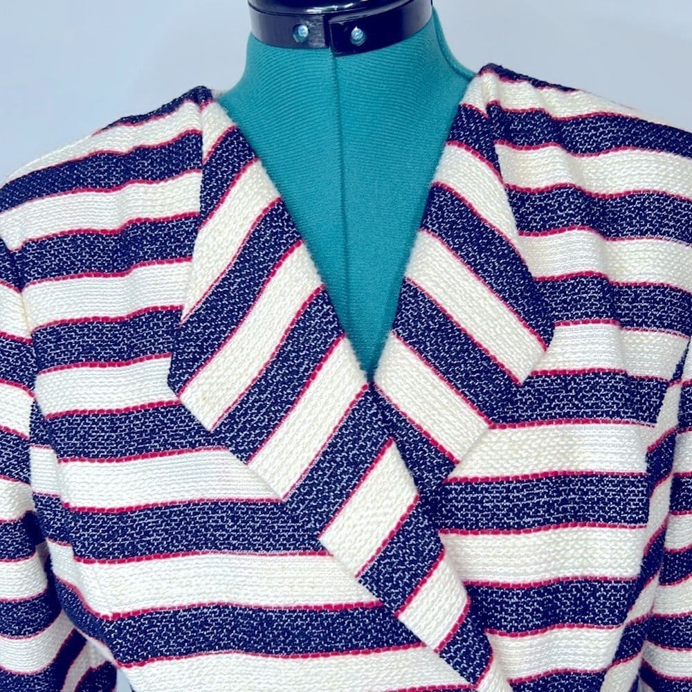 NWT CAbi Red White Blue Striped Double-Breasted Women's Jacket size 10 - Thumbnail 4