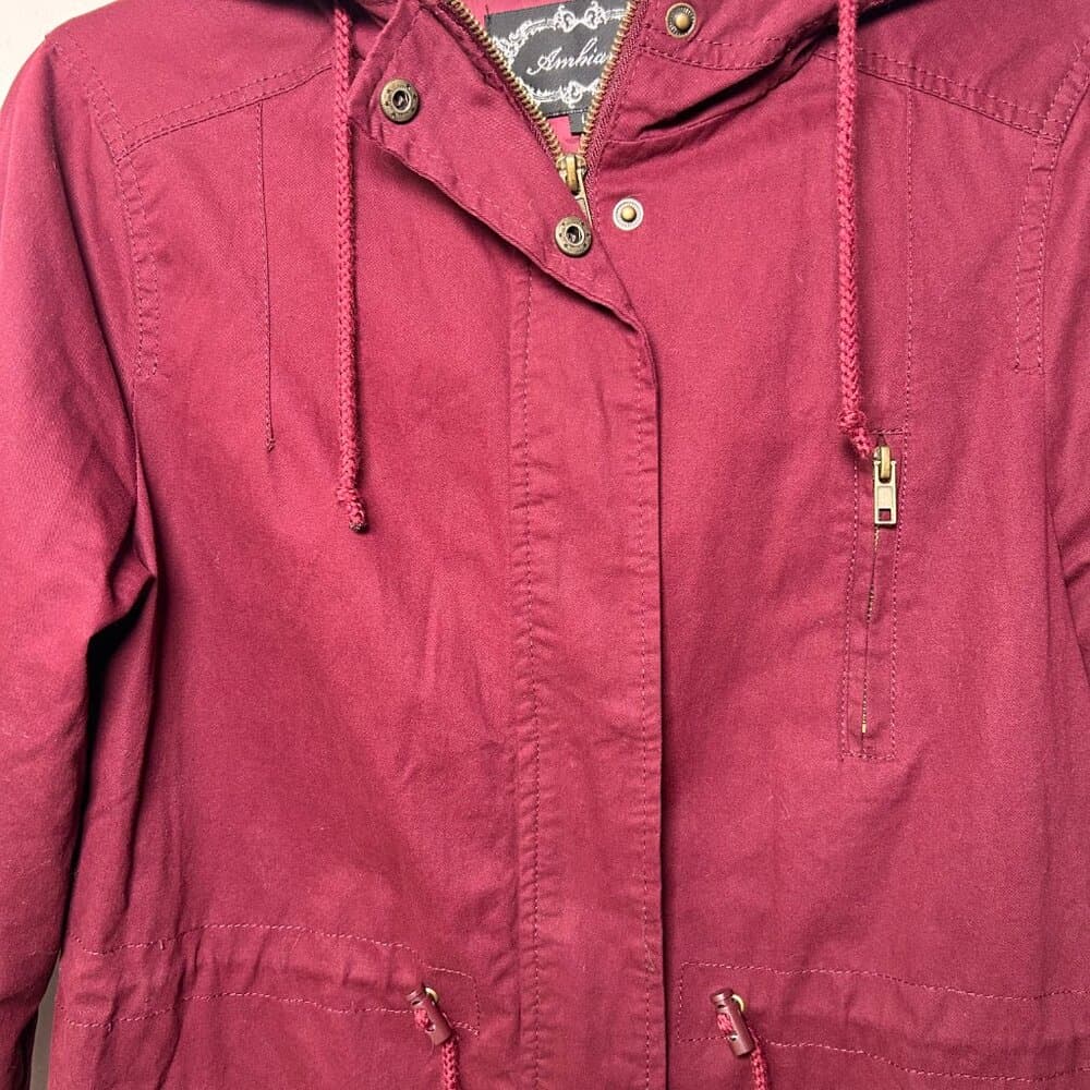 Ambiance Women's Maroon Anorak Utility Jacket Size Large - Thumbnail 2