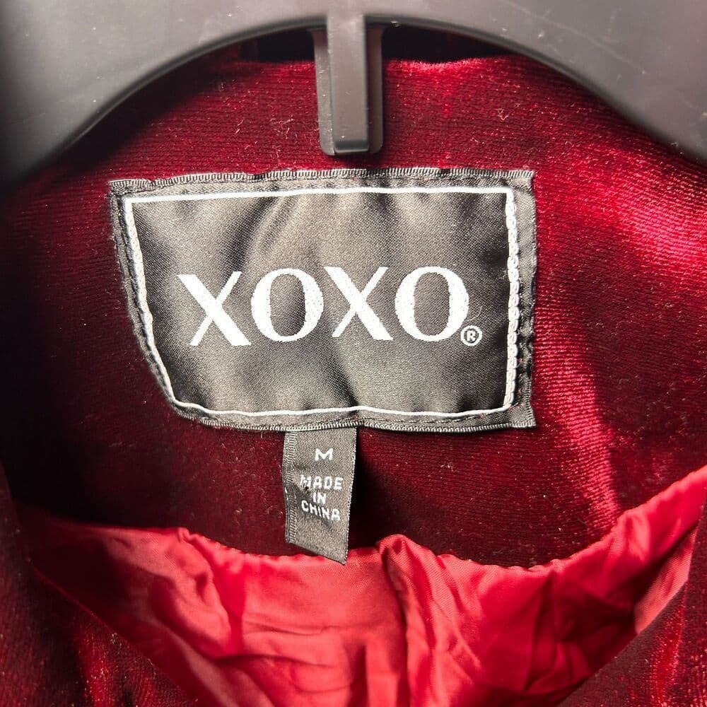 NWT XOXO Burgundy Velour Motorcycle Jacket Medium - Thumbnail 5