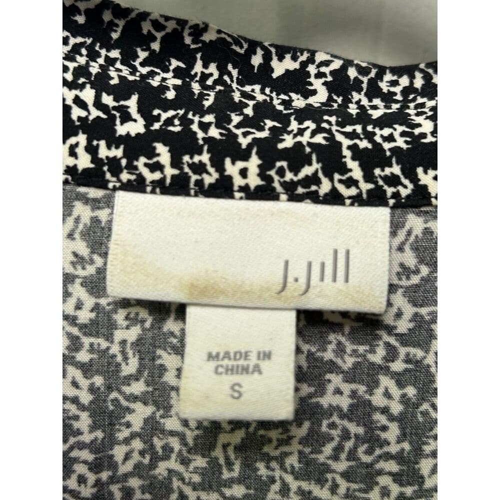 J. Jill black and white patterned button-up long-sleeve blouse Small - Thumbnail 7
