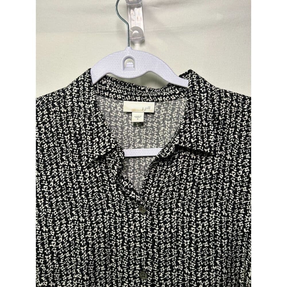 J. Jill black and white patterned button-up long-sleeve blouse Small - Thumbnail 3