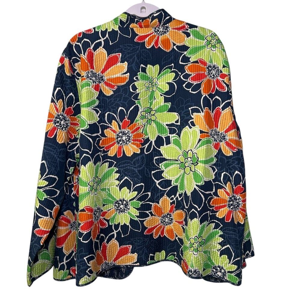 Alfred Dunner quilted floral jacket in navy blue Size 24W