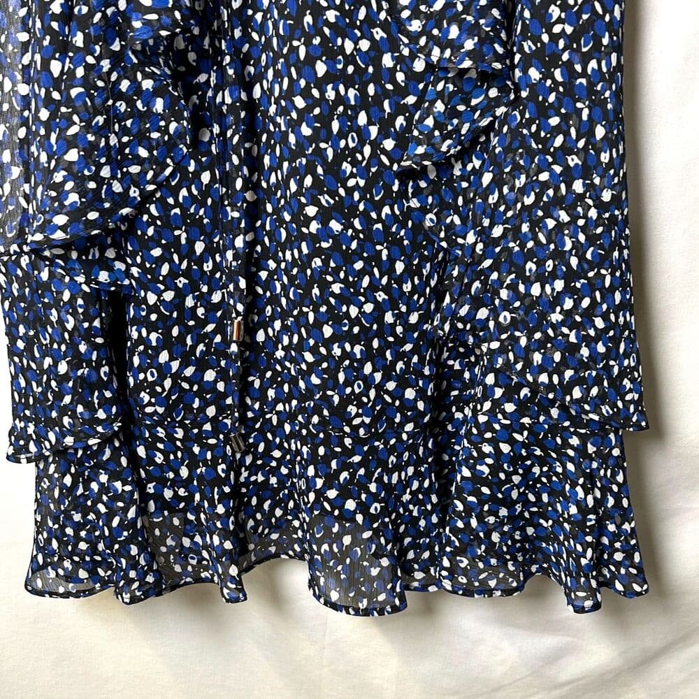 Tommy Hilfiger Blue Black White Print Ruffled Fit & Flare Dress - Thumbnail 5
