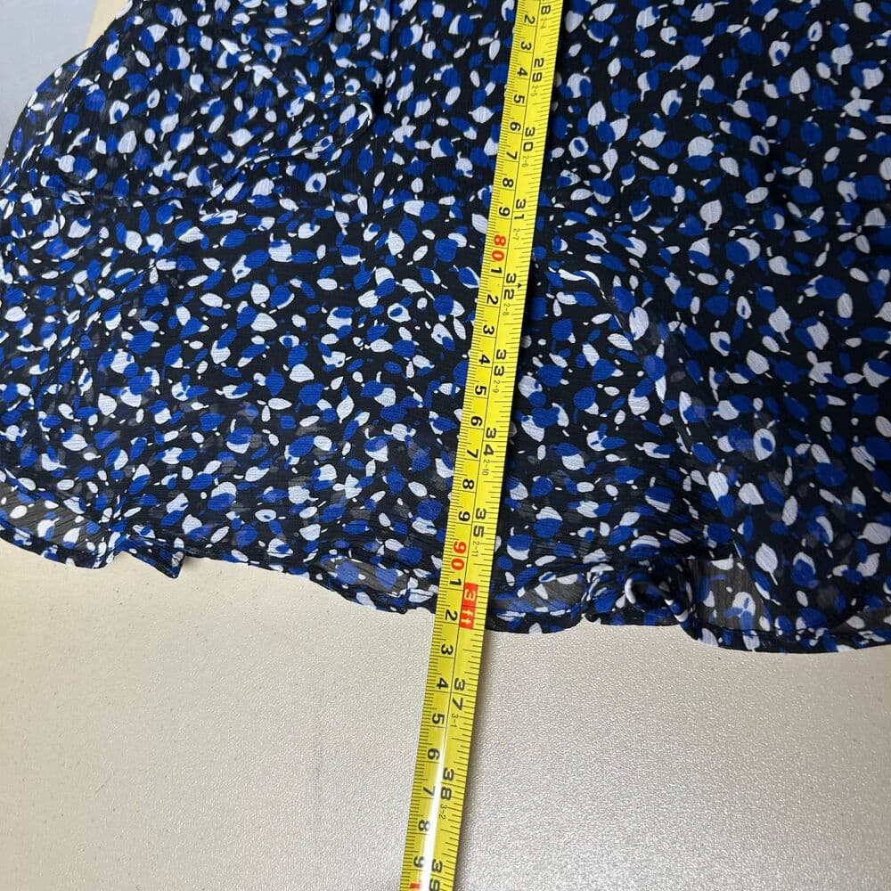 Tommy Hilfiger Blue Black White Print Ruffled Fit & Flare Dress - Thumbnail 8
