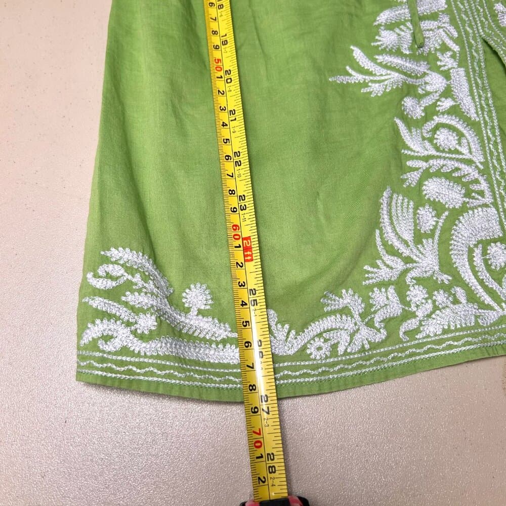 Michael Kors green embroidered 3/4 sleeve Y2K Boho tunic top Size Small - Thumbnail 7