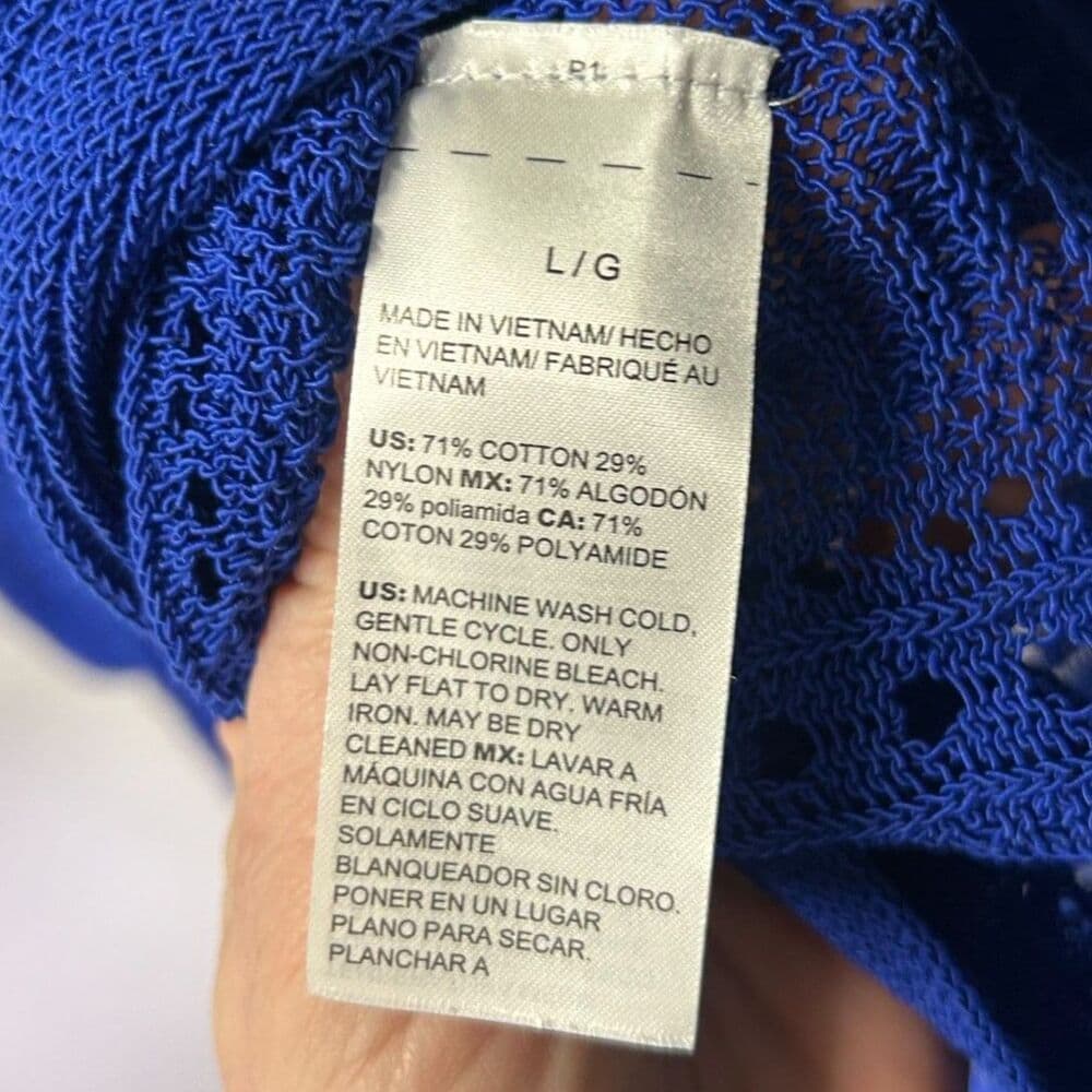 White House Black Market Blue Open-Front Waterfall Cardigan XL - Thumbnail 4