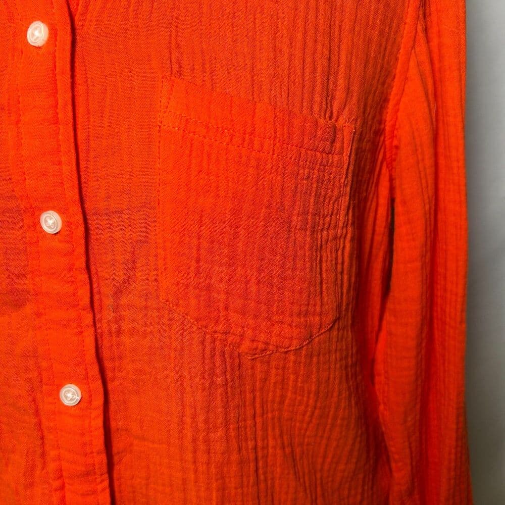 J.Crew orange classic-fit button-down shirt 100% cotton gauze fabric Size 8 - Thumbnail 3