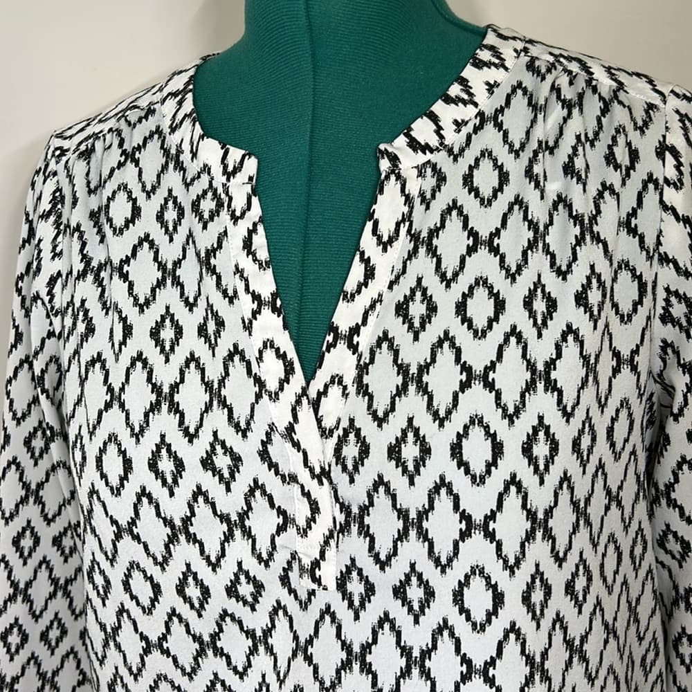 Dalia Black and White Geometric Women's Top Size L - Thumbnail 3
