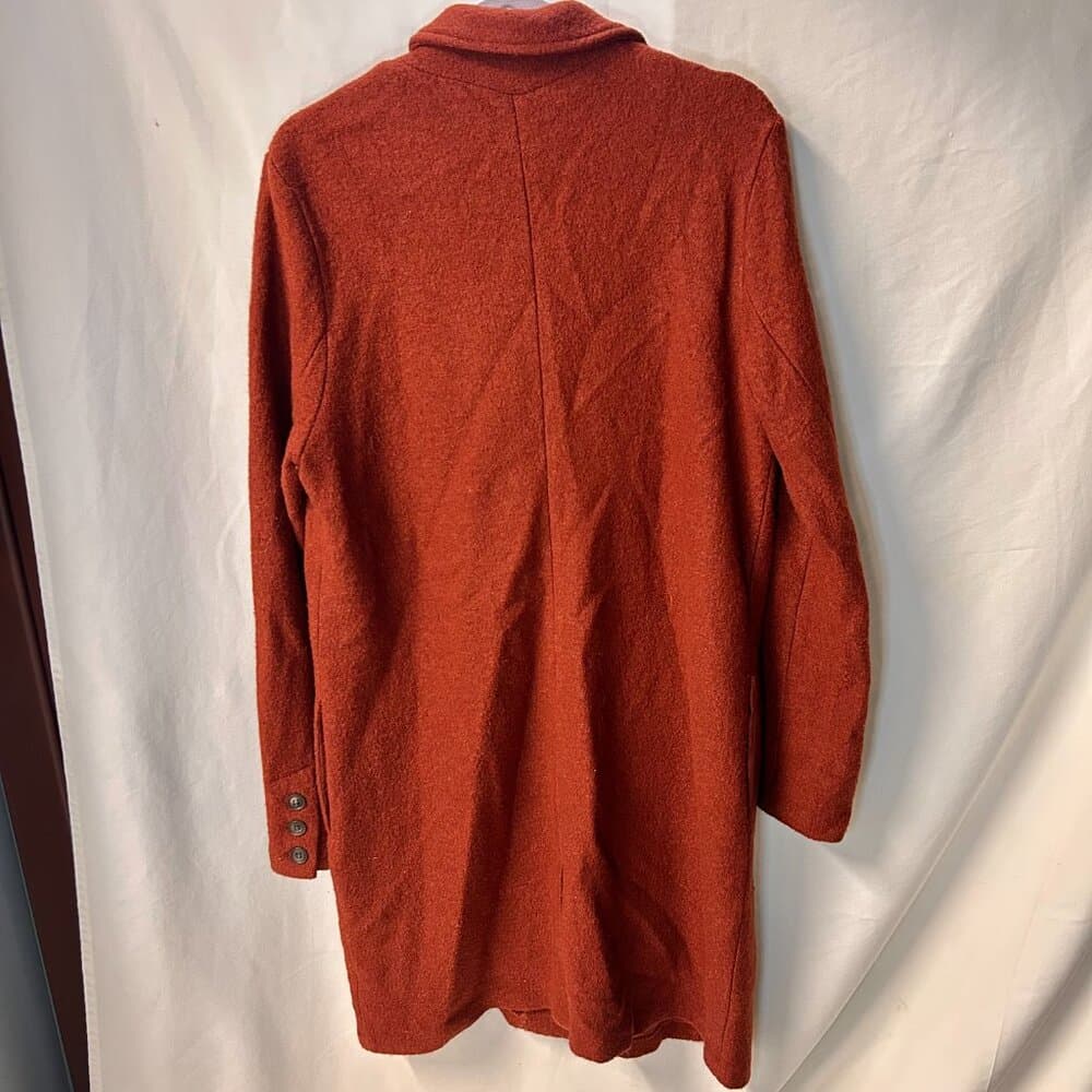 Rachel Zoe Orange Wool and Rayon Long Coat Size L - Thumbnail 6