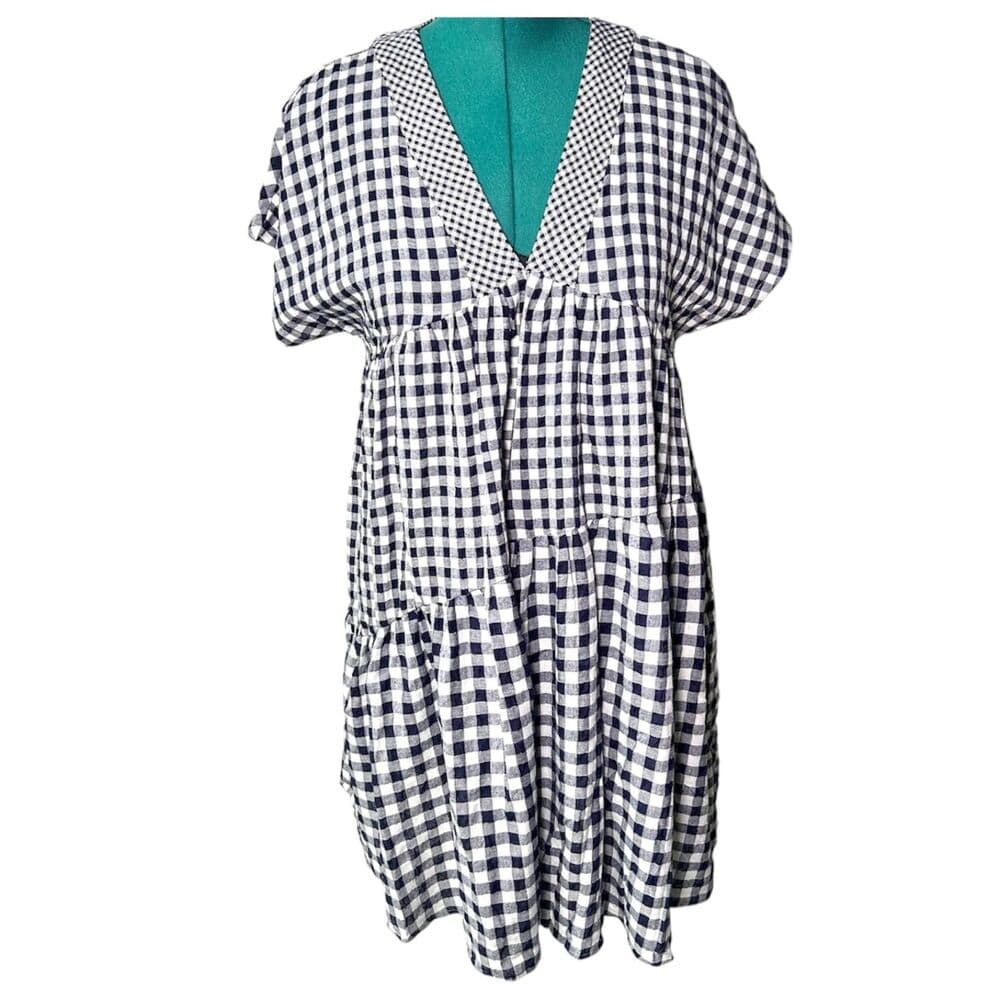 NWT Anthropologie 11.1. Tylho navy white tiered babydoll dress Cottagecore Small