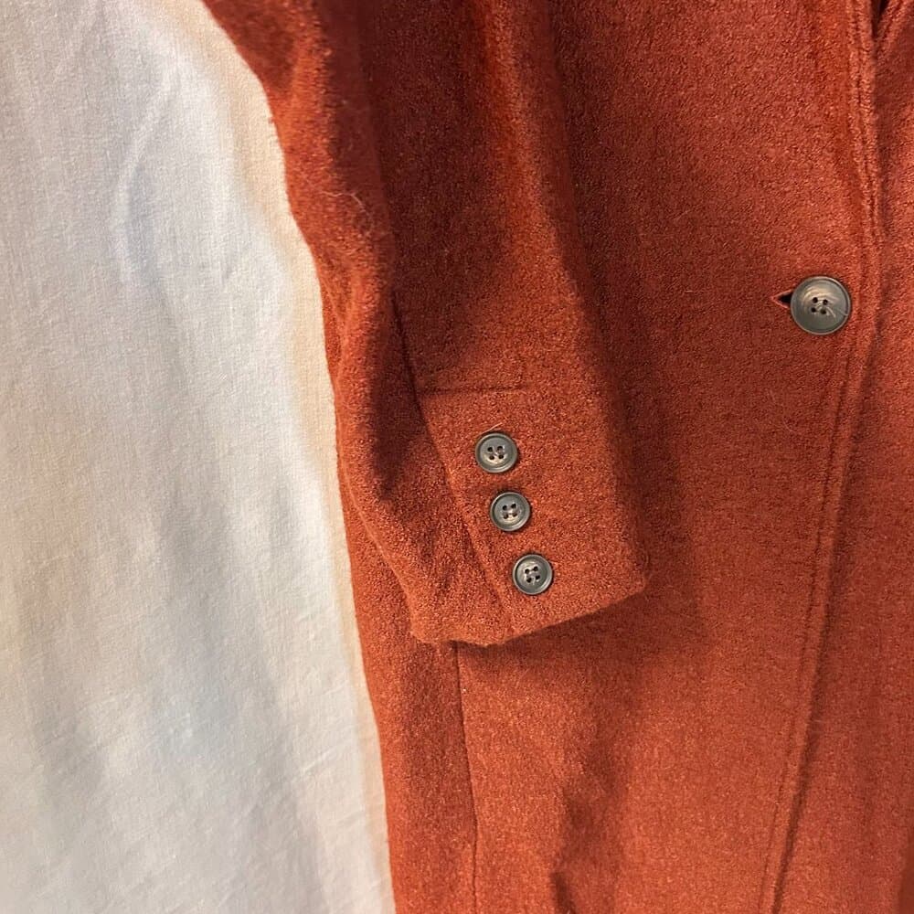 Rachel Zoe Orange Wool and Rayon Long Coat Size L - Thumbnail 5