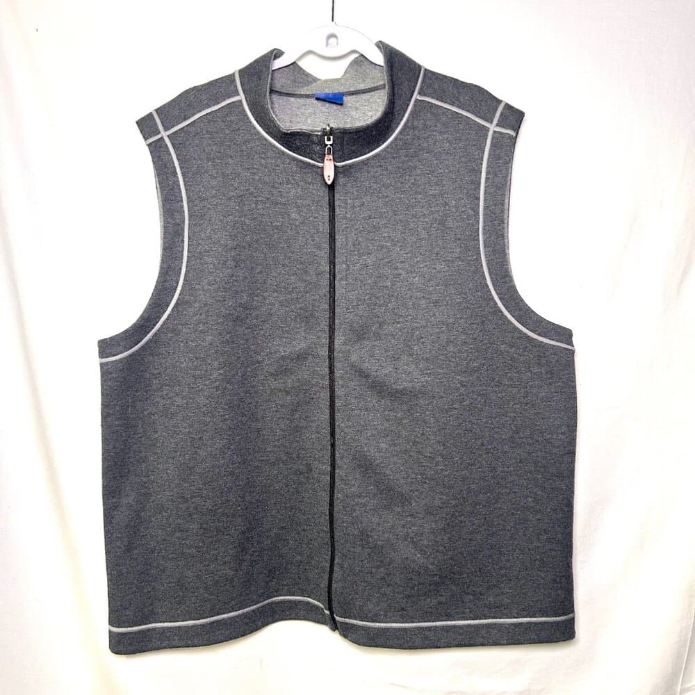 Wilkens Bros Gray Cotton Polyester Full Zip Vest Size XXL