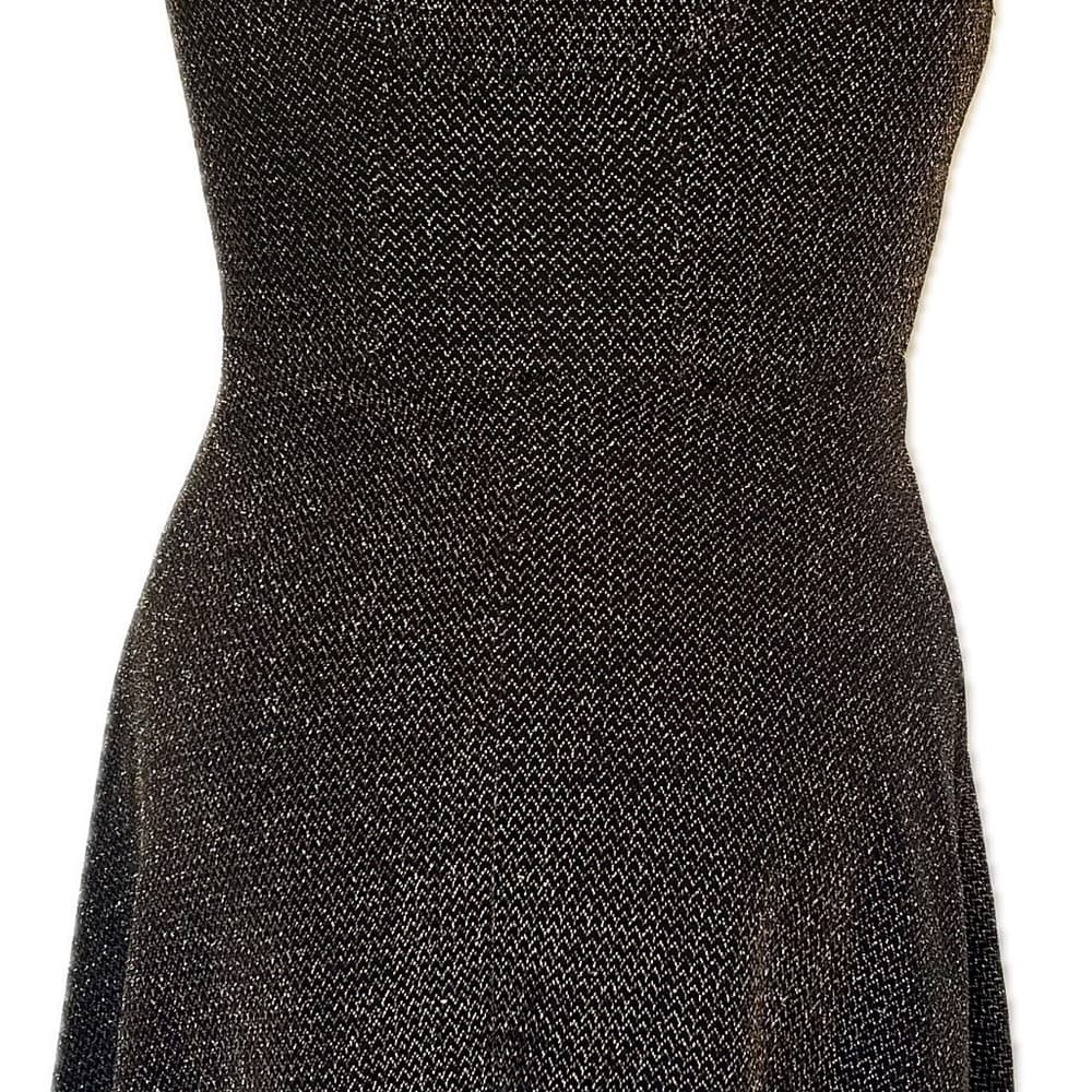 Skies Are Blue Black A-line dress with gold threading size small - Thumbnail 2