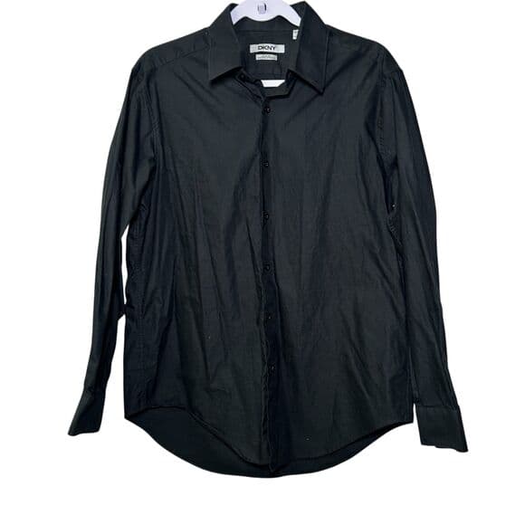 DKNY classic black long-sleeve button-down dress shirt Large - Thumbnail 5