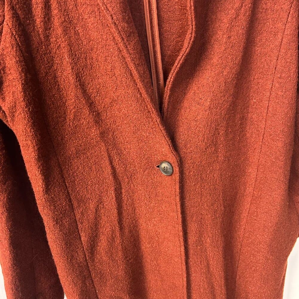 Rachel Zoe Orange Wool and Rayon Long Coat Size L - Thumbnail 4