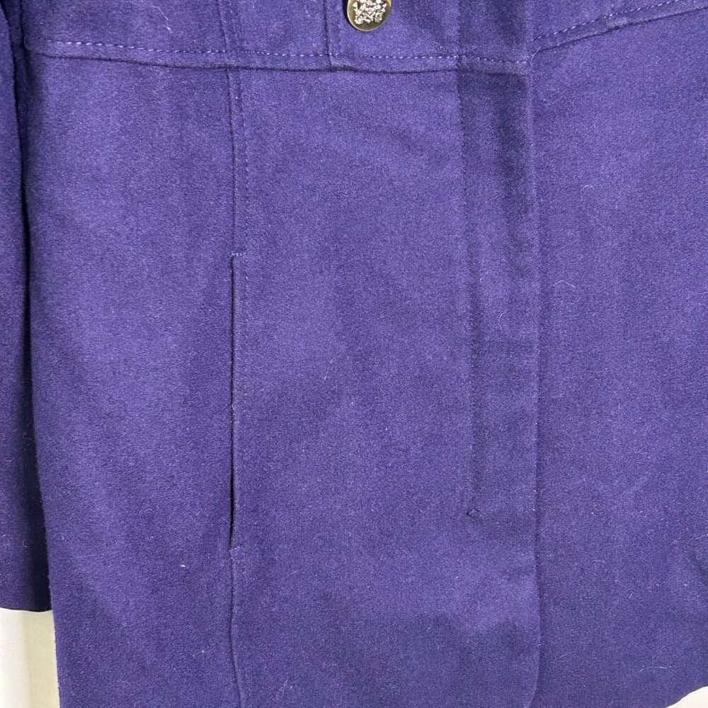 Guess double-breasted midi-length purple trench peacoat style wool blend coat M - Thumbnail 4