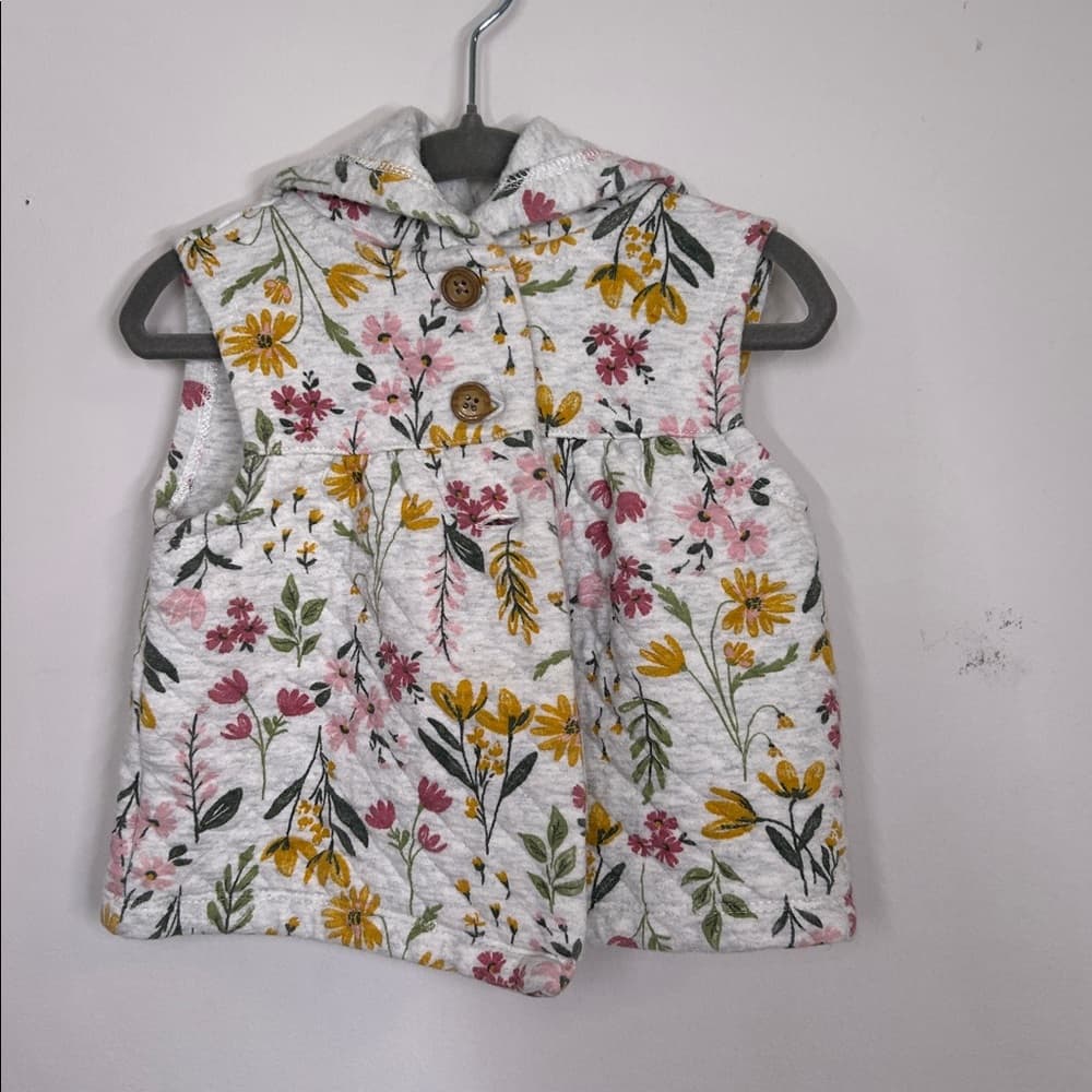 Carter’s Light Gray and Floral Toddler Hooded Vest 18 months