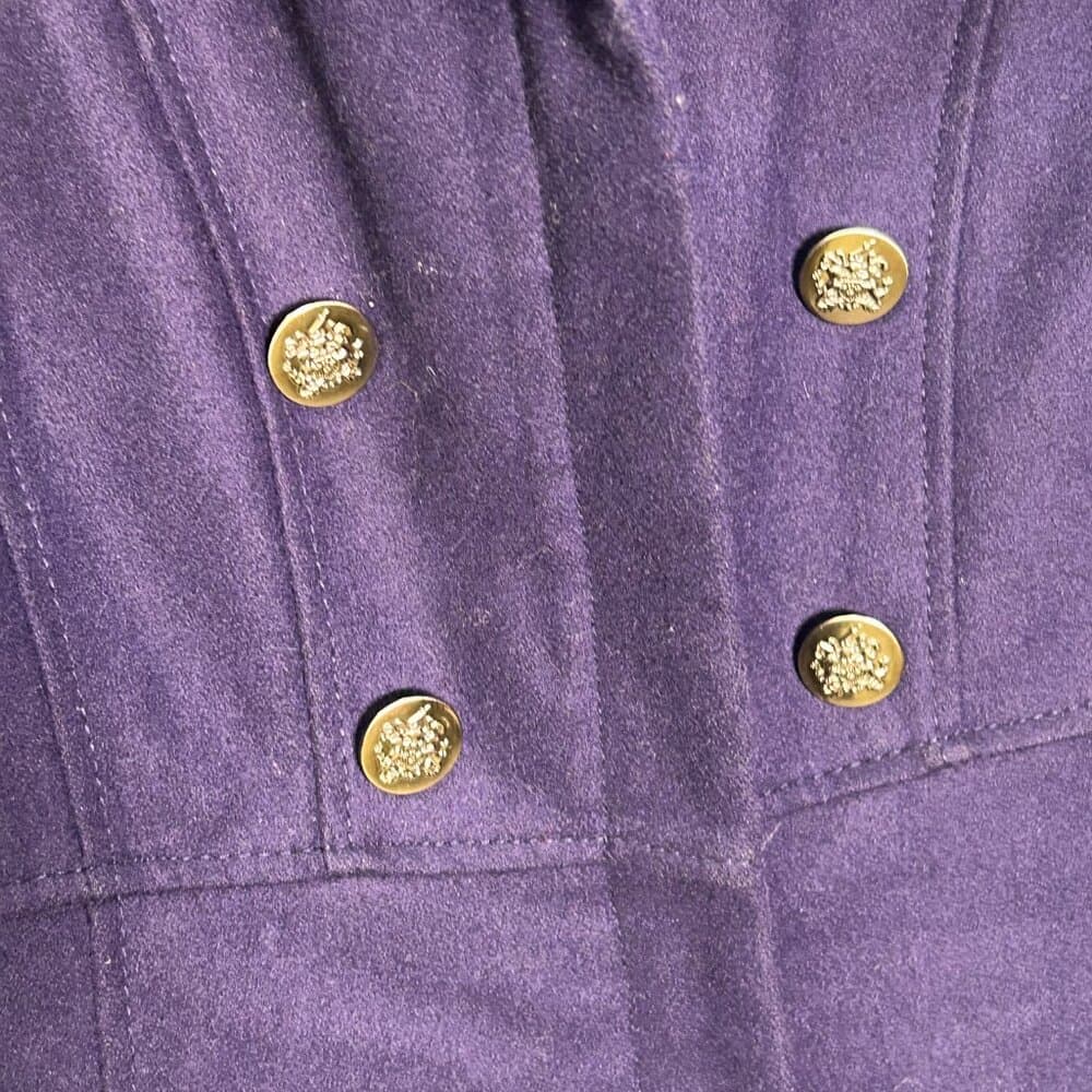 Guess double-breasted midi-length purple trench peacoat style wool blend coat M - Thumbnail 3