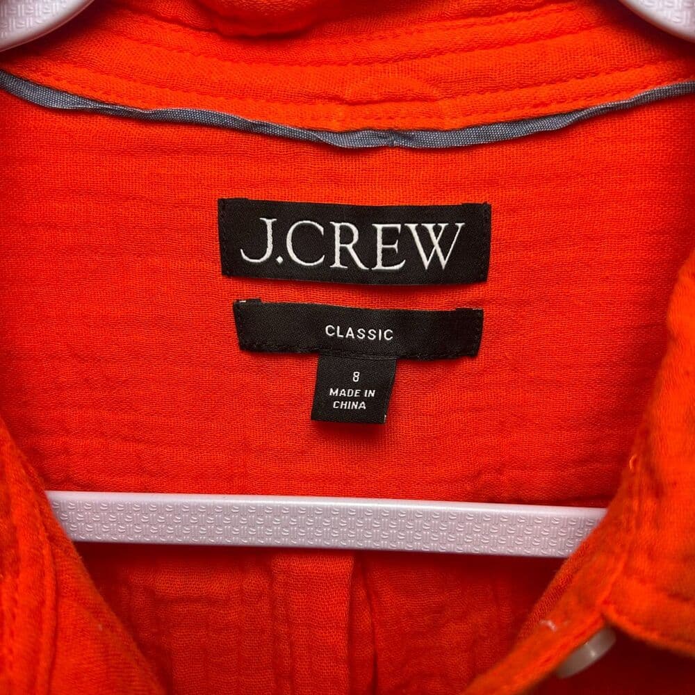 J.Crew orange classic-fit button-down shirt 100% cotton gauze fabric Size 8 - Thumbnail 2