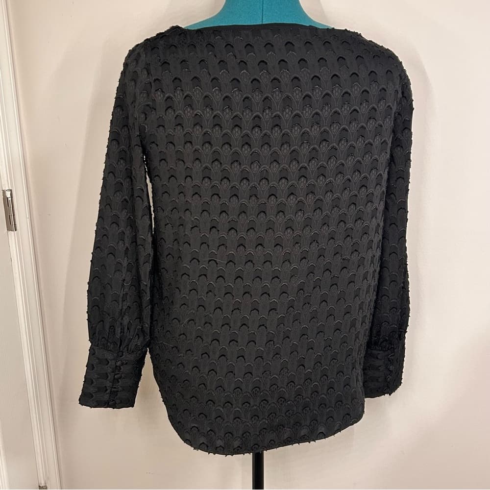 Ann Taylor Black Boatneck Textured Blouse Size S - Thumbnail 2