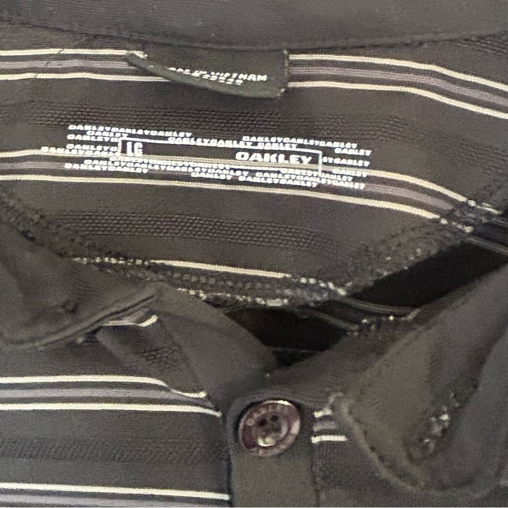 Oakley Mens Black collared Striped Shirt Size Large - Thumbnail 2