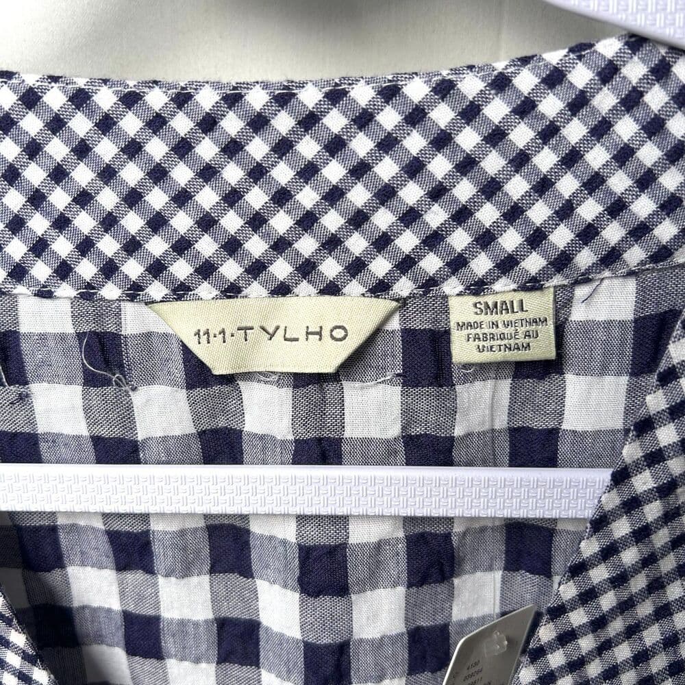 NWT Anthropologie 11.1. Tylho navy white tiered babydoll dress Cottagecore Small - Thumbnail 4