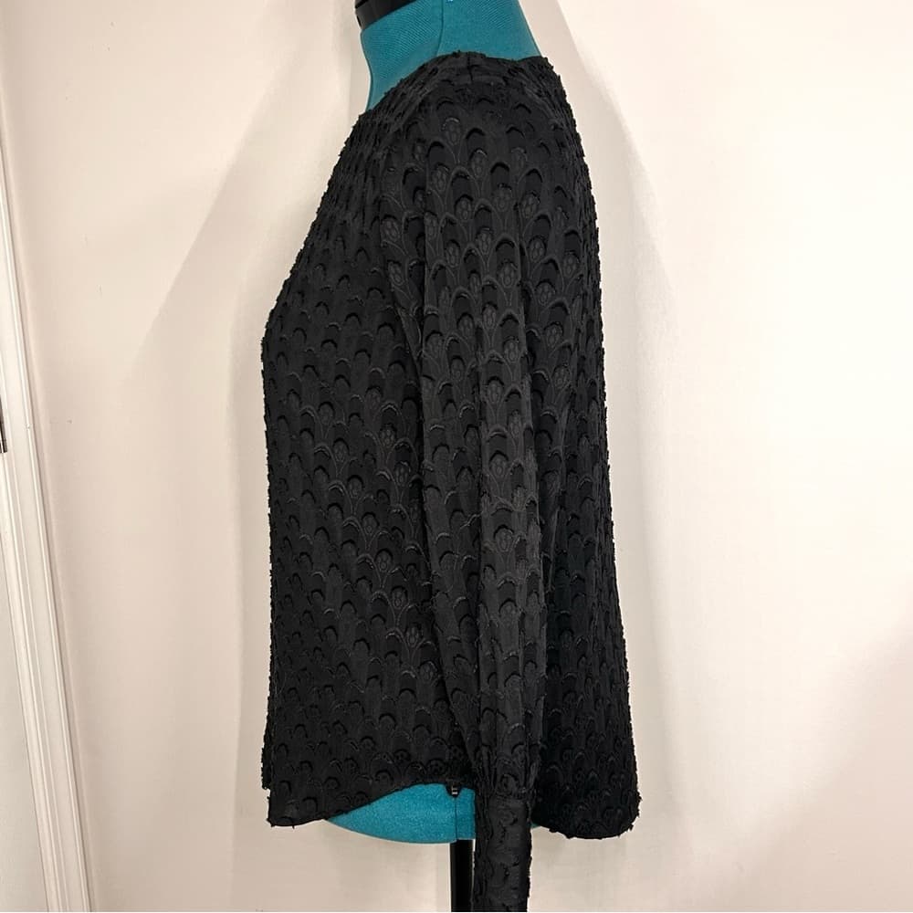 Ann Taylor Black Boatneck Textured Blouse Size S
