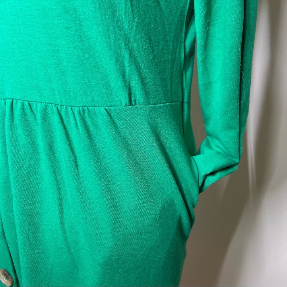 NEW Zenana Green Long Sleeve Button Down Dress Size L - Thumbnail 5