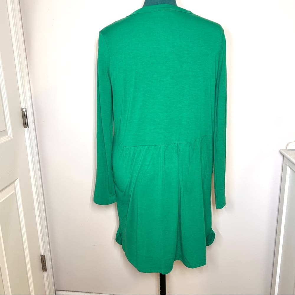 NEW Zenana Green Long Sleeve Button Down Dress Size L - Thumbnail 3