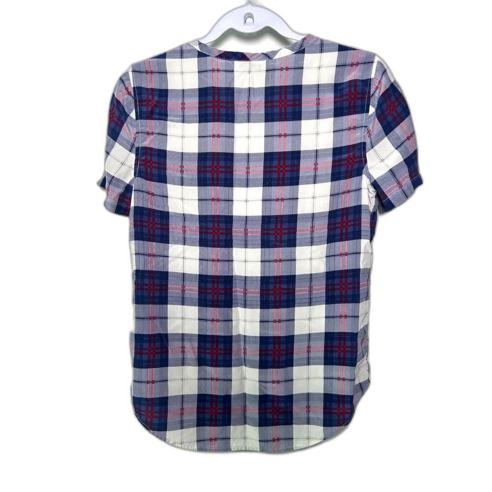 Equipment Riley 100% Silk Plaid Top Round Hem XS Preppy Academia