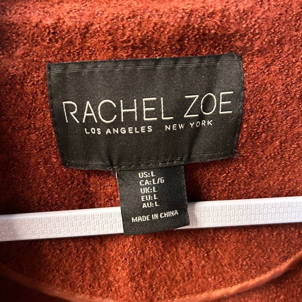 Rachel Zoe Orange Wool and Rayon Long Coat Size L