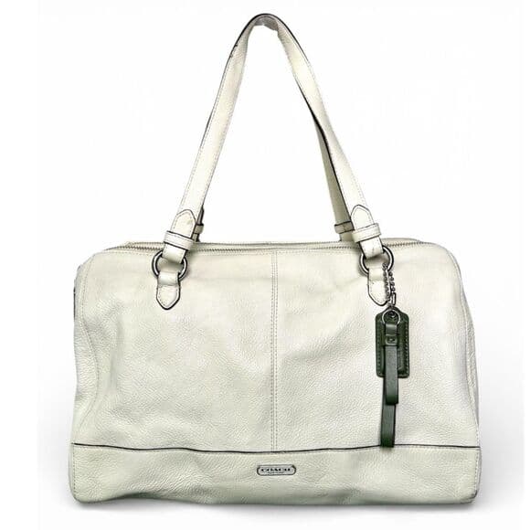 Coach Vermillion Park Kathryn Triple Zip White Soft Pebble Leather Satchel Bag - Thumbnail 12