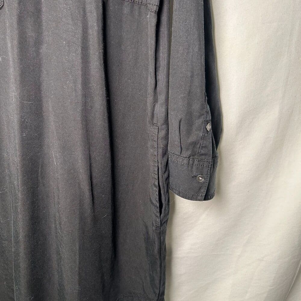 NWT Lou & Grey Long Sleeve 3/4 Button Up Black Shirt Dress Large - Thumbnail 7