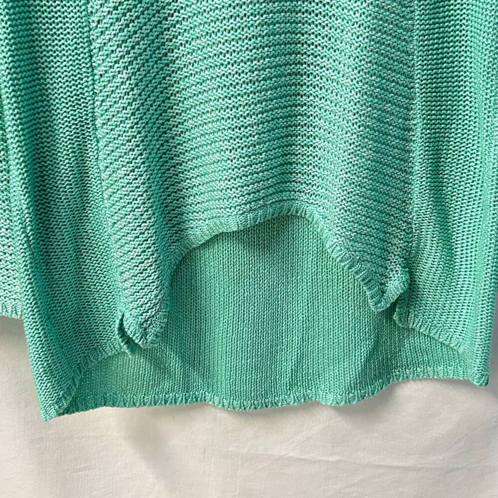 Quinn Teal Mint Green Loose Knit Crop Front Sweater Size M - Thumbnail 2