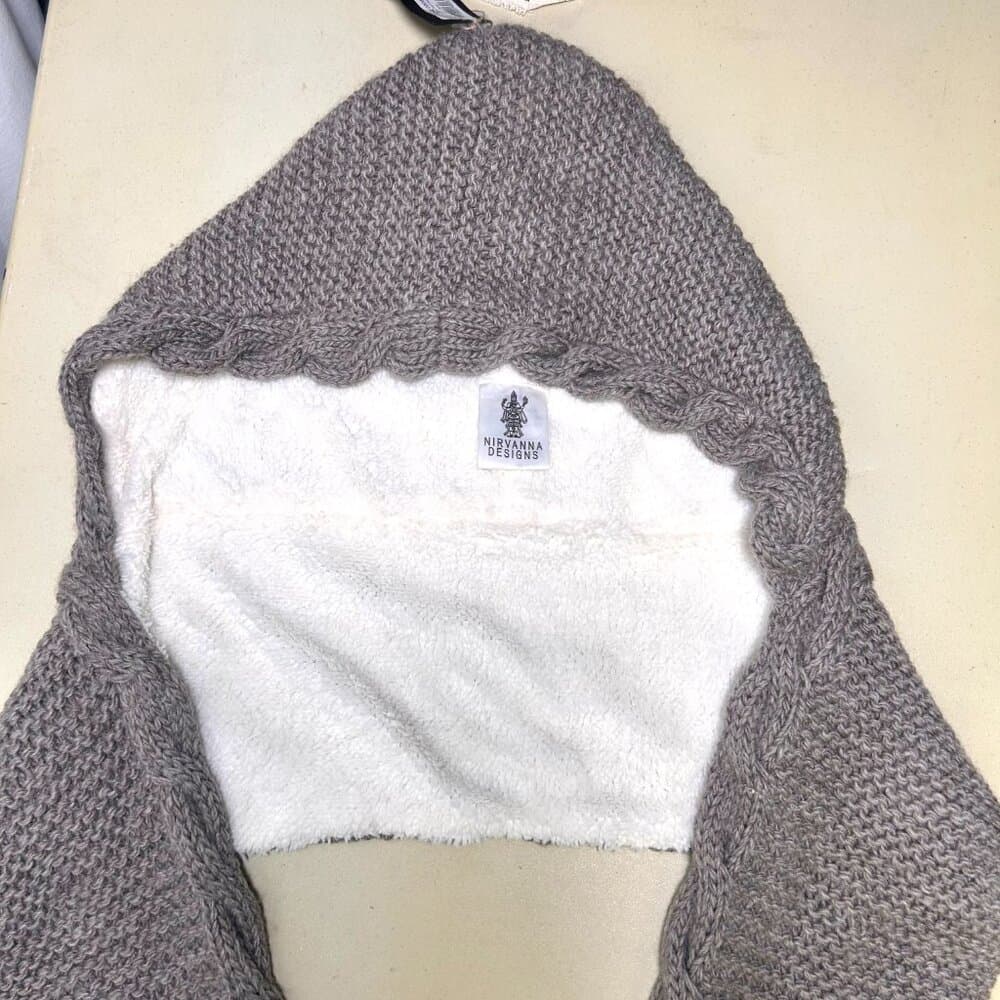 NWT Nirvanna Designs 2 Pocket Scarf Hood Cocoa Brown Gray OS - Thumbnail 2