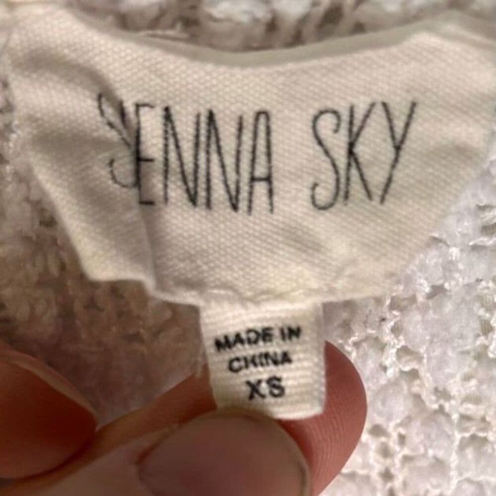 Sienna Sky white open front cardigan with black stripes and pockets size XS - Thumbnail 3