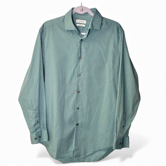 Calvin Klein Madison men's blue long sleeve button-down slim fit shirt size L - Thumbnail 7