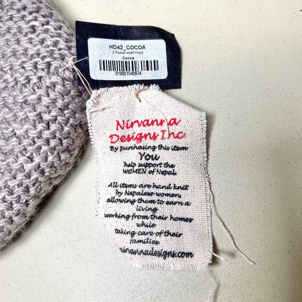 NWT Nirvanna Designs 2 Pocket Scarf Hood Cocoa Brown Gray OS - Thumbnail 4