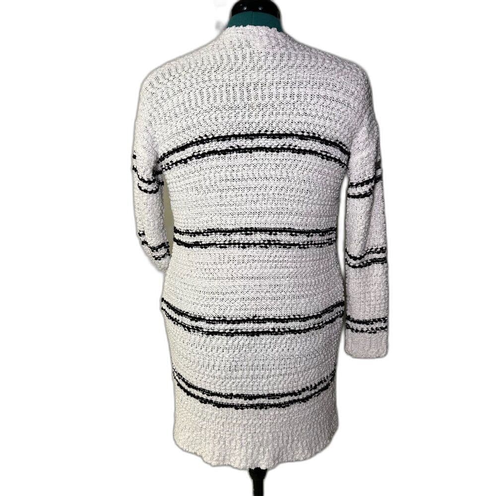 Sienna Sky white open front cardigan with black stripes and pockets size XS - Thumbnail 6