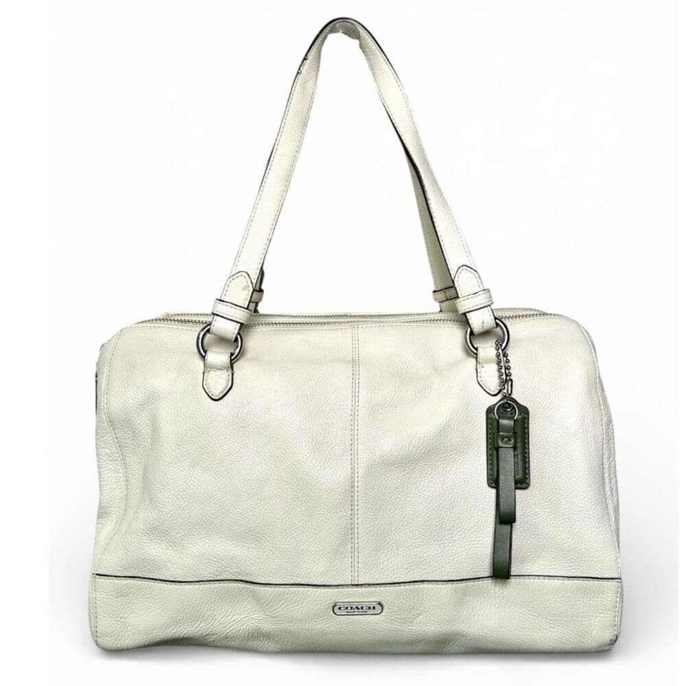 Coach Vermillion Park Kathryn Triple Zip White Soft Pebble Leather Satchel Bag - Thumbnail 11