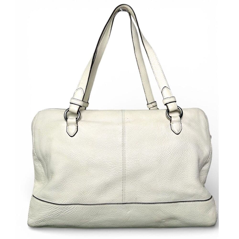 Coach Vermillion Park Kathryn Triple Zip White Soft Pebble Leather Satchel Bag