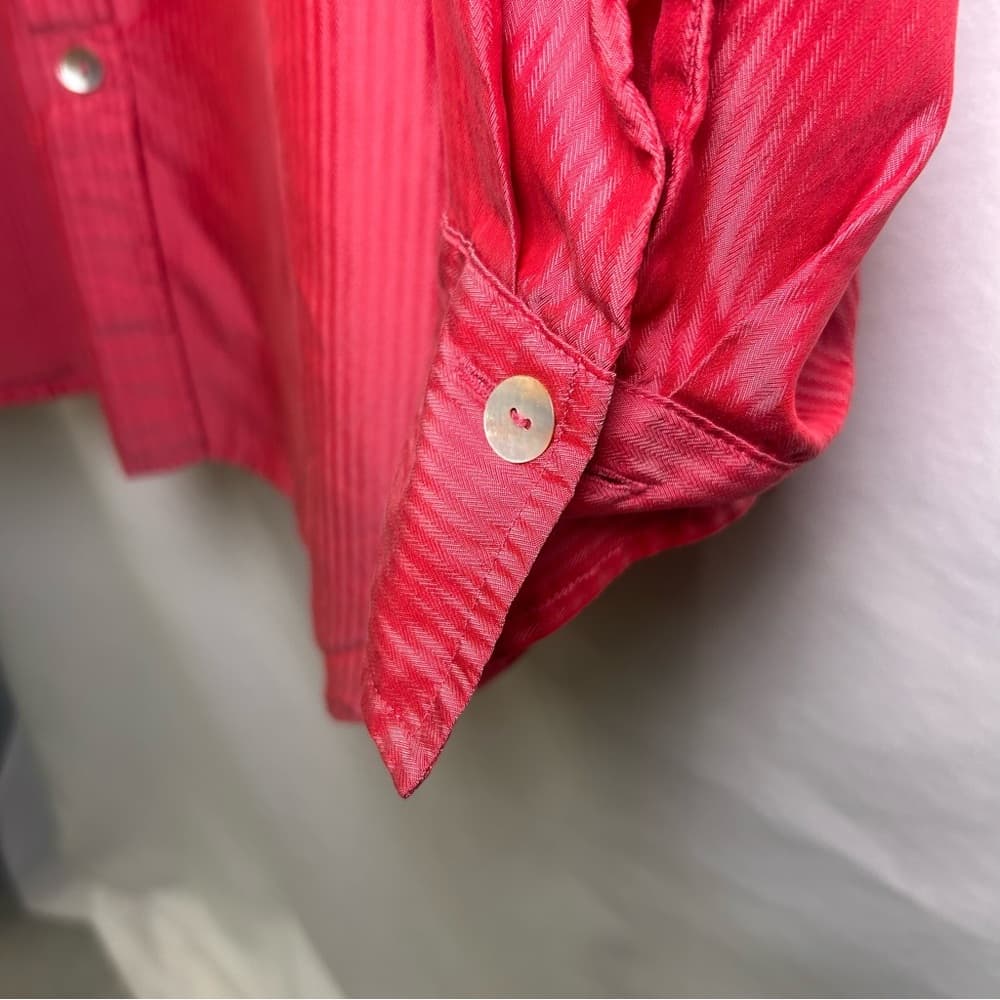 Avenue Vibrant Coral Silk Blend Button Up Shirt 30/32