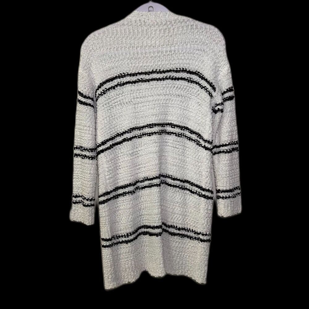 Sienna Sky white open front cardigan with black stripes and pockets size XS - Thumbnail 2