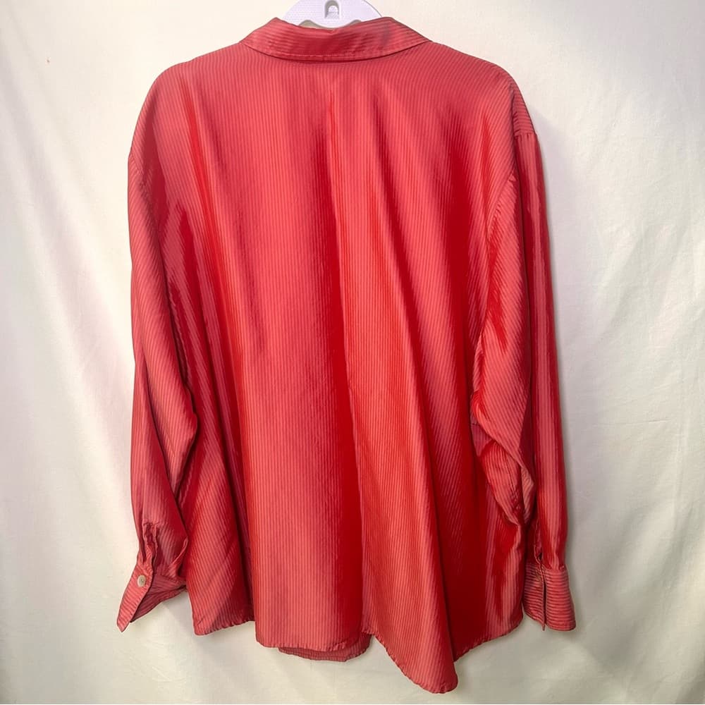 Avenue Vibrant Coral Silk Blend Button Up Shirt 30/32 - Thumbnail 5