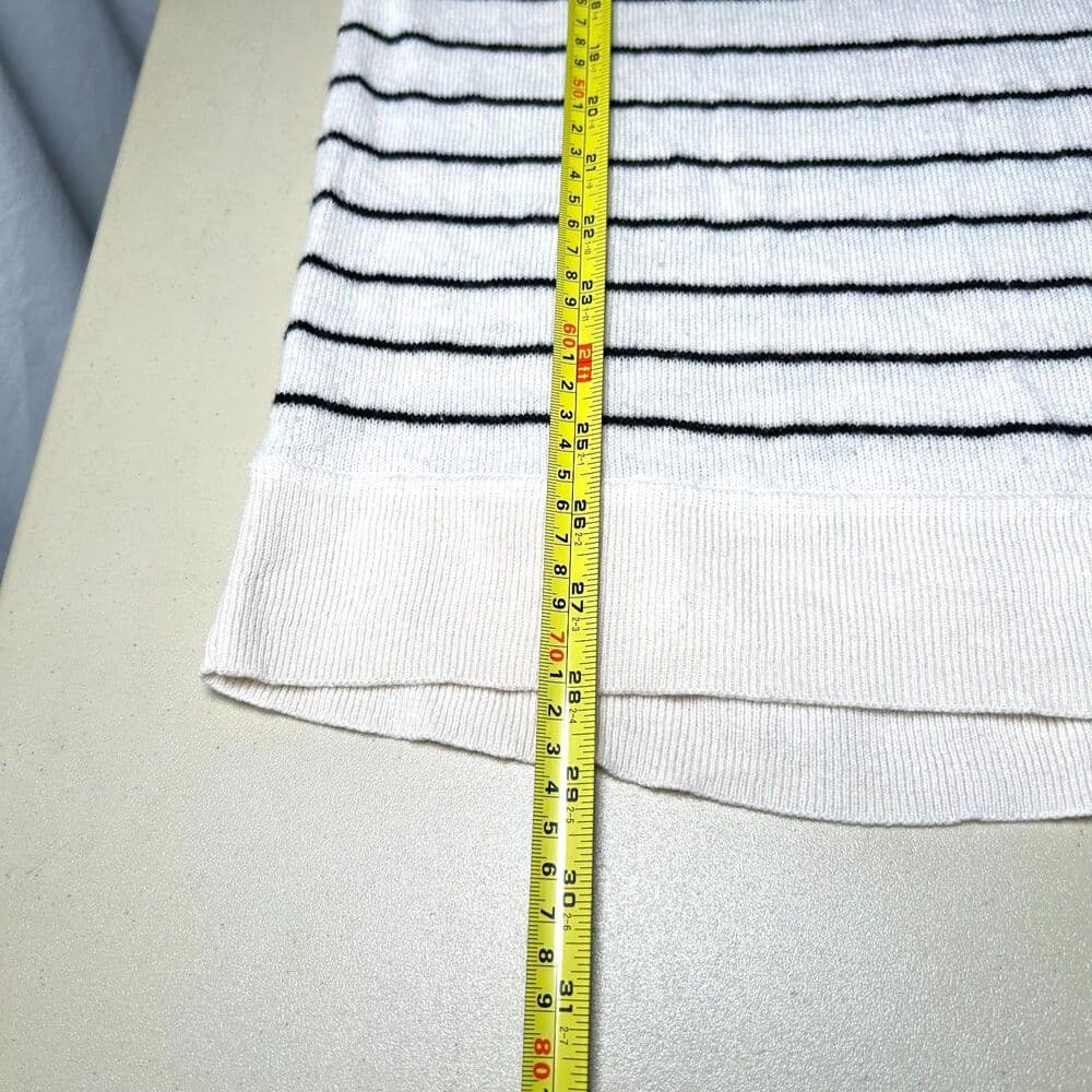 Halogen 100% Cashmere Cream & Black-Striped Sweater - Thumbnail 6