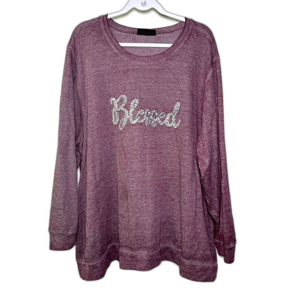 Lane Bryant Purple Embellished Blessed Graphic Sweatshirt 26/28